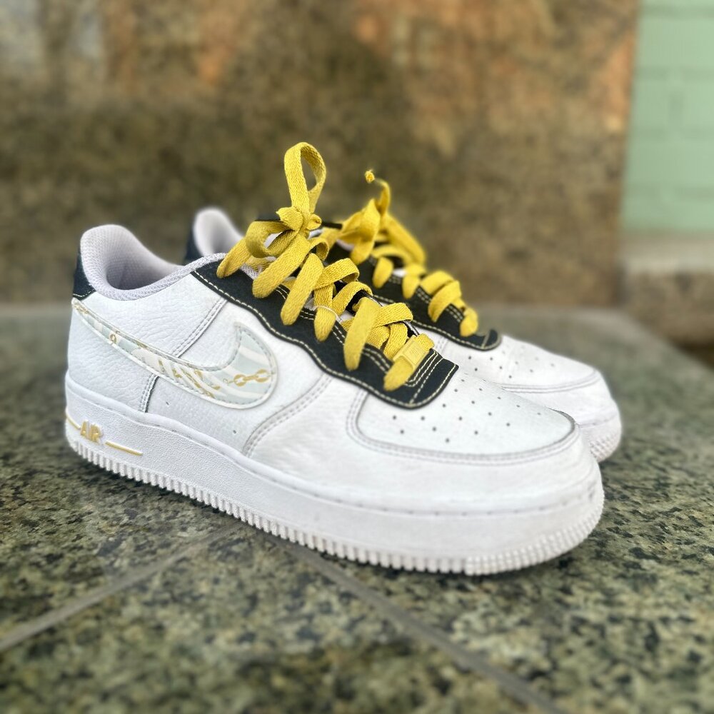 Nike Air Force 1 Low - Gold Link Zebra - Size 6 usy